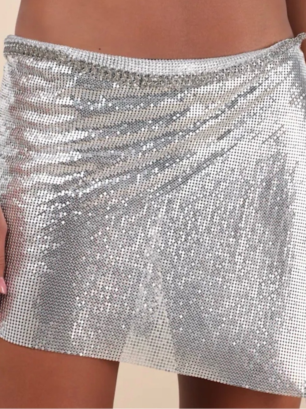 Silver chain metal Mini Skirt - Women